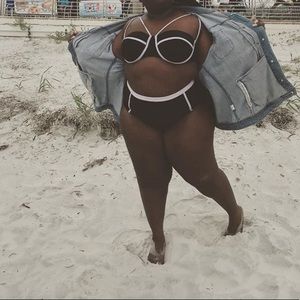 Black and white trendy swimsuit